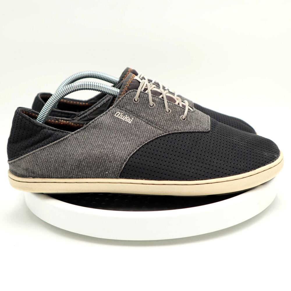Olukai Nohea Moku Men Size 10 Shoes Gray Mesh Comfy Sneaker Drop In Heel Slip On